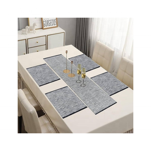 Mantel Individual Cuadrado de Mezclilla Reciclada con Textura Lavada, Ecológico, Gris, Producción India, Decoración del Hogar, Suministro al por Mayor - Product Image 1