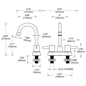 Rubinetto per lavabo da bagno RV a 3 fori con 2 maniglie, finitura nichel spazzolato, per ricambi e accessori RV - Product Image 6