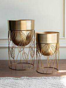 Elegant Gold Iron Flower <b>Pot</b> Display <b>Stand</b> with Powder Coated Finish Durable Modern Geometric Plant <b>Stand</b> for Luxury Indoor Use - Product Image 6
