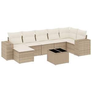 Grand ensemble de canapés de jardin en rotin PE résistant aux UV, couleur beige, mobilier d'extérieur en matériaux durables - Product Image 2