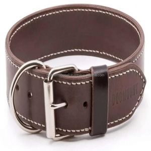 Fabricante al por mayor logotipo personalizado ajustable cuero perro Collar sólido niquelado Acero inoxidable accesorios perro mascota Collar - Product Image 4