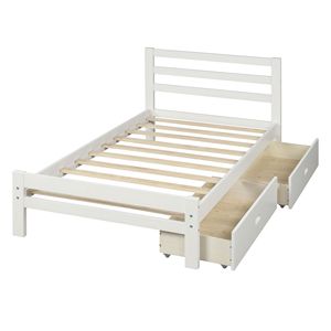 Letto a piattaforma in legno con due cassetti, eleganti letti in legno - Product Image 6