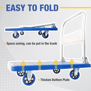 Carrito Plegable Extra Grande de Alta Resistencia con Capacidad para 660 Libras y Ruedas Giratorias de 360 Grados - Product Image 4