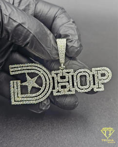 "DHOP " Name Pendant <b>Iced</b> <b>Out</b> Moissanite Diamond Hip Hop <b>Chain</b> Custom Bling Jewelry Gift For Men Women - Product Image 2