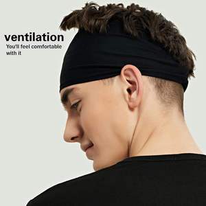 Wholesale Custom Logo Polyester Sport <b>Headband</b> <b>Men's</b> Simple Style Colorful Solid Multifunction Stretchy Yoga <b>Running</b> 5cm One - Product Image 4