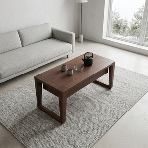 Table basse japonaise vintage en bois massif, table centrale en bois pour salon, tatami, sol, thé, repas - Product Image 5