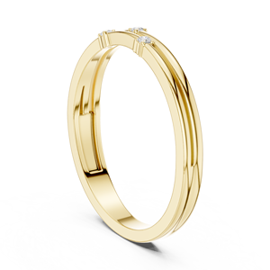 Bague triple diamant en or jaune pour femme, bijoux élégants et minimalistes pour mariage et anniversaire - Product Image 3
