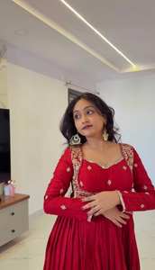 Vestido Anarkali de Seda Chinon Pesada al por Mayor con Bordado de Espejo Real y Lentejuelas Codificadas, Traje de Fiesta Completamente Cosido, Talla 44 - Product Image 2