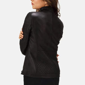 2026 New Arrival Women's Lambskin Satin Leather Jacket <b>Nylon</b> Lining Breathable Waterproof Eco-Friendly Design for Outdoor Use - Product Image 2