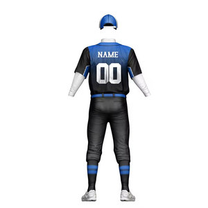 ชุดยูนิฟอร์มเบสบอลสีน้ำเงินแบบกำหนดเองสำหรับผู้ชาย เสื้อเจอร์ซีย์แขนสั้นระบายเหงื่อ กางเกงสีดำลายแถบสีน้ำเงิน สำหรับทุกฤดูกาล - Product Image 2