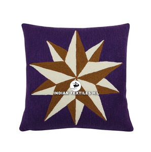 Luxury Wool Cushion Cover Kashmiri Embroidery Handmade Chain Stitch Geometric Vintage Design Hot Decorative <b>Throw</b> <b>Pillows</b> - Product Image 5