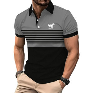 Chemises polo pour hommes, style streetwear, meilleur prix, vêtements pour hommes, mode estivale, chemise polo à rayures, haut décontracté pour hommes, chemise polo respirante - Product Image 1