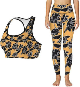 Ensemble de sport personnalisé en silicone imprimé, respirant, écologique, leggings et soutien-gorge en spandex/nylon pour femmes, tenue de sport deux pièces pour la salle de sport - Product Image 6