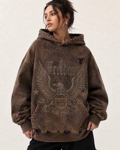 Heavyweight Acid Washed French Terry 100% Cotton Eco-Friendly Rhinestone Oversized Luxury Y2K Hip Hop Urban Streetwear <b>Hoodie</b> - Product Image 1