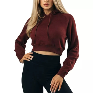 Custom Crop <b>Hoodies</b> <b>for</b> <b>Women</b> High Quality <b>Cropped</b> Tops Solid Color Casual Oversized Drop Shoulder <b>Cropped</b> Hoodie <b>For</b> <b>Women</b> Wear - Product Image 1