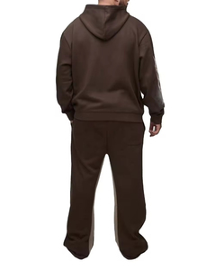 OEM Stacked Sweat Tracksuits <b>Embroidery</b> Custom logo High Quality Men Two Piece Cotton suit Stacked Pant <b>Set</b> - Product Image 2