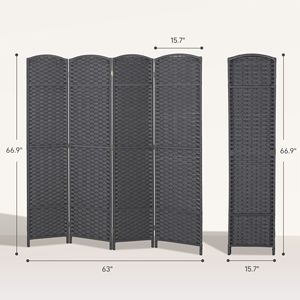 Divisorio Pieghevole a 4 Pannelli Grigio Antracite, Altezza 1,70 m, Schermo per la Privacy Autoportante per Casa e Ufficio, Realizzato in Carta e MDF - Product Image 3