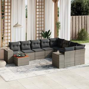 Grey Rattan Garden <b>Sofa</b> <b>Set</b> With Cushions Waterproof Outdoor Furniture Contemporary Design - Product Image 1