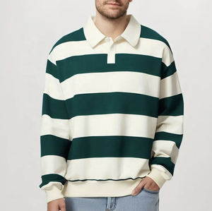 เสื้อโปโลแขนยาวลายทางสำหรับผู้ชายเสื้อยืดคอโปโลแขนยาวลายทางสำหรับผู้ชายเสื้อโปโลแขนยาวลายทางโลโก้แบบกำหนดเอง - Product Image 4