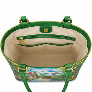 Sac fourre-tout en cuir véritable peint à la main, motif perroquet tropical, sac à bandoulière de créateur pour femme, Conifer - Product Image 3