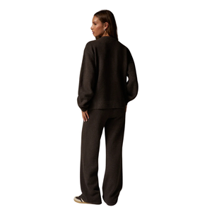 Ensemble survêtement femme oversize col rond avec pantalon droit taille élastique – Tenue décontractée deux pièces style urbain - Product Image 2