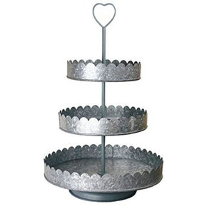 Autumn Alley - Soporte de exhibición redondo rústico galvanizado de 3 niveles con forma de corazón, bandeja de metal vintage de estilo rústico para cupcakes - Product Image 1