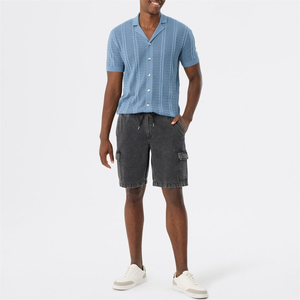 Nouveau design – Short en jean gris foncé pour homme, style streetwear, longueur genou, décontracté, avec cordon de serrage à la taille - Product Image 3