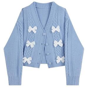 เสื้อคาร์ดิแกนไหมพรมสำหรับเด็กผู้หญิง สไตล์ลำลอง เป็นมิตรกับสิ่งแวดล้อม ระบายอากาศได้ดี ไม่เป็นขุย ทรงหลวม คอวี แขนยาว น่ารัก - Product Image 2
