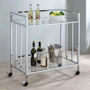 Carrito de Bar Moderno y Elegante para Sala de Estar y Patio, Carrito de Almacenamiento y Servicio de Bebidas de Moda, Plateado, Seguro, de Zahid Exports - Product Image 1