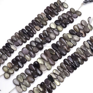 ลูกปัดพลอยซิลลิมาไนต์ทรงตาแมวธรรมชาติ รูปทรงลูกแพร์ เรียบเนียน สีดำ เกรด AAA ขนาด MM สำหรับทำเครื่องประดับ - Product Image 3