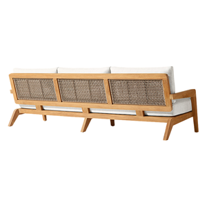 Scandinavian Minimalist Style Outdoor <b>Sofa</b> Modern Patio Lounge <b>Waterproof</b> Cushion Furniture Teak Wooden Frame Custom Seater - Product Image 3