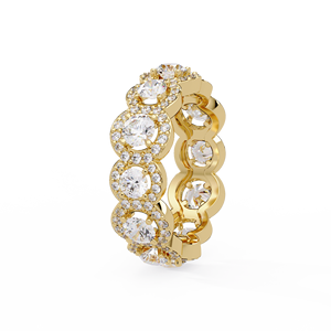 Classic Halo Full Eternity Band Ring 14k Gold Luxury Cluster Wedding Band Rings Round Cut Lab Grown Diamond Engagement Rings - Product Image 3