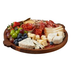 Plateau de charcuterie rond en bois d'acacia avec poignées, plateau décoratif pour table basse ou ottoman - Product Image 6
