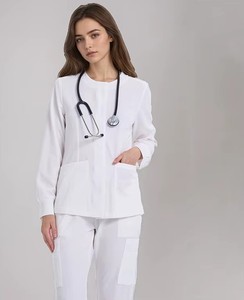 Uniformes de Enfermería Blancos al por Mayor para Hospital, Conjuntos de Uniformes de Tela Tejida Unisex - Product Image 2