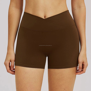 Shorts de Yoga de Cintura Alta en Color Sólido para Mujer, Ropa Deportiva, Elástica en Cuatro Direcciones, Cintura Elástica sin Costuras, Corte Corto - Product Image 1