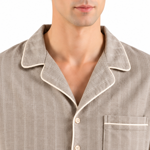 Men Striped Polyester/Rayon Woven Fabric <b>Pajama</b> <b>Set</b> Long Sleeve Button Sleepwear Winter Warm Soft Breathable <b>Couple</b> Plus Size - Product Image 3