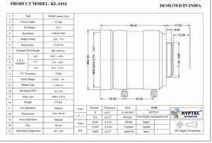 Objectif de caméra infrarouge à ondes courtes 35 mm 2MP pour capteur 2/3, imagerie de précision pour applications de vision industrielle - Product Image 5