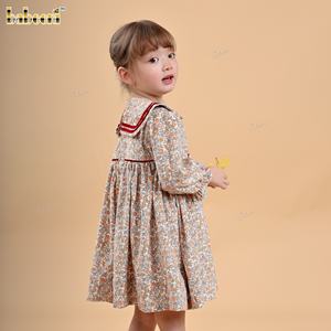 Vestido de Terciopelo Floral con Bordado a Mano para Niñas, con Ribete de Terciopelo - ODM, Otoño, 100% Algodón, DR4485 - Product Image 3