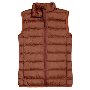 Men's <b>Brown</b> Quilted <b>Vest</b> Stand Collar Zipper Closure Windproof Casual Outerwear Autumn Wear - Product Image 6