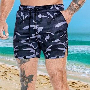 New <b>Men</b>’s Camo Print Swim Shorts Quick Dry Beach <b>Trunks</b> with Drawstring Waist, Summer Surf and Pool Wear Comfortable Plus Size - Product Image 3