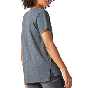 Camiseta de Algodón Ecológico de Manga Corta con Cuello en V para Mujer, Cómoda, Transpirable, Antiarrugas, de Secado Rápido, Servicio OEM - Product Image 4
