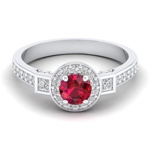 Bagues de fiançailles REYES en argent sterling 925 avec moissanite, taille ronde 0,5 carat, pierre précieuse rubis rouge, cadeau de mariage pour femme, bijoux - Product Image 5