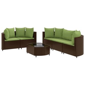 Set divano da 6 pezzi in Poly Rattan marrone con cuscini elegante collezione di mobili da esterno - Product Image 2