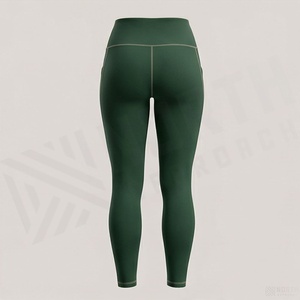 High Waist Women's <b>Leggings</b> Full Length Solid <b>Green</b> Seamless Stretch Breathable Sporty Knitted Spandex Nylon All Seasons - Product Image 2
