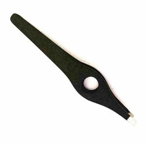 Black Slanted Eyebrow Tweezers with Finger Rest Hole Stainless Steel Coated Makeup Clip & <b>Hair</b> Beauty <b>Plucker</b> Precision Tweezers - Product Image 2