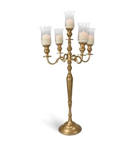 Candelabros 5 brazos con cuenco de flores Chapado en oro Boda Entrada y decoración de piso Candelabros hechos a mano de lujo con cuenco de flores - Product Image 6
