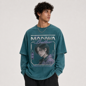 เสื้อยืดโอเวอร์ไซส์หนังวัว Manwa สไตล์สตรีทสำหรับผู้ชาย พิมพ์ลายกราฟิก ผ้าคอตตอนเจอร์ซีย์ แขนสั้น คอกลม ราคาถูก รับผลิตตามแบบ OEM - Product Image 5