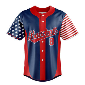 Camiseta de Béisbol Personalizada, Ropa Deportiva para Equipos, Transpirable, Sublimada, de Manga Corta, con Botones, para Atletismo - Product Image 1