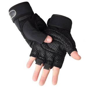 <b>Half</b> Finger Weight Lifting Gloves Unisex Black Nylon Non <b>Slip</b> Breathable Outdoor Sports Training Gloves Hook And Loop Closure - Product Image 6