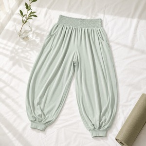 Wide Leg Breathable Yoga <b>Pants</b> for Women-Korean Activewear Gym <b>Pants</b> Elastic Waist Relaxed Fit Seamless <b>Spandex</b>/Polyester - Product Image 4